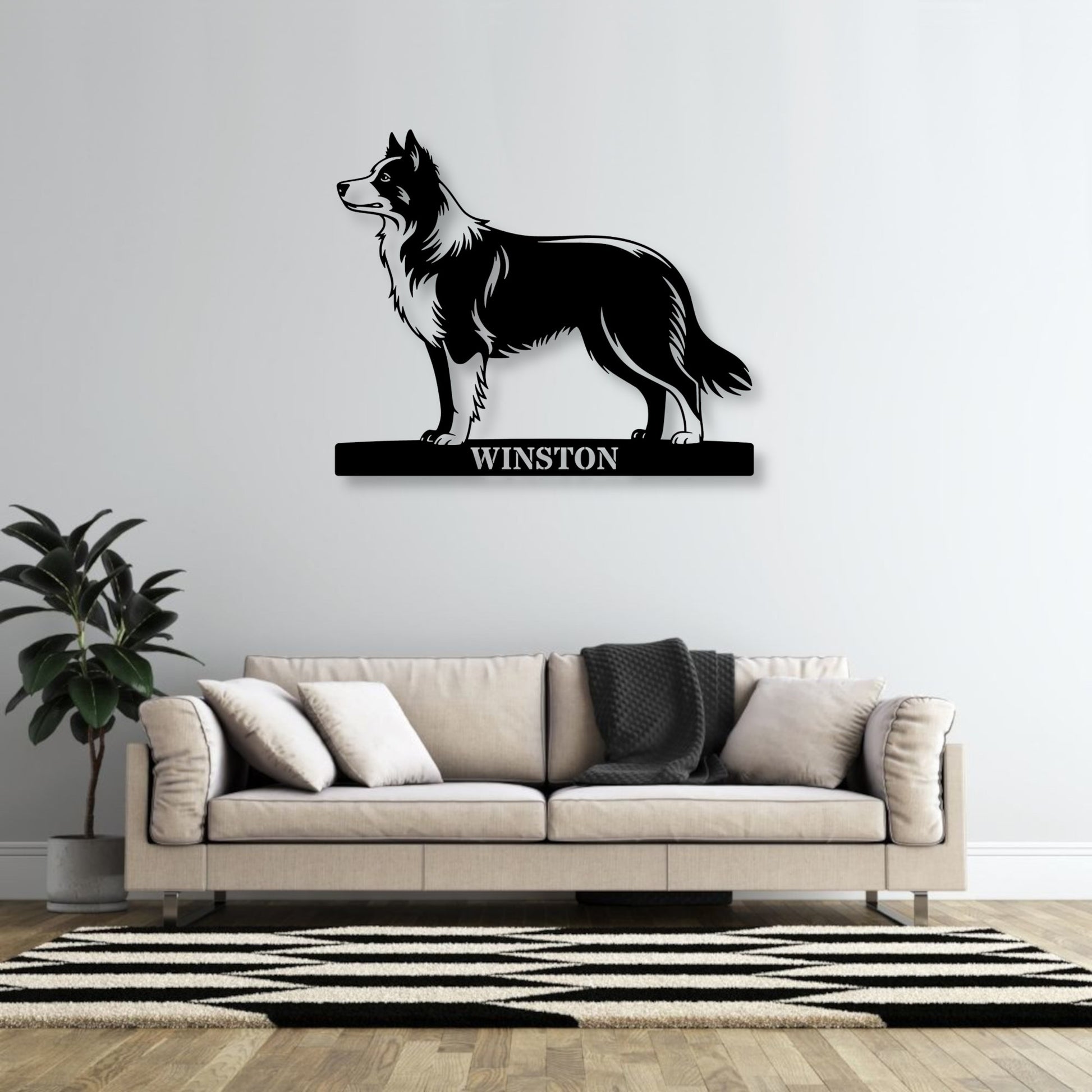 Personalized Border Collie Metal Sign In Black. Custom Dog Owner Wall Decor Gift.......