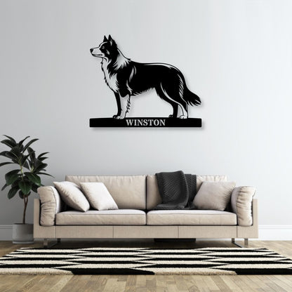 Personalized Border Collie Metal Sign In Black. Custom Dog Owner Wall Decor Gift.......