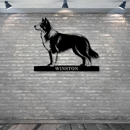 Personalized Border Collie Metal Sign In Black. Custom Dog Owner Wall Decor Gift......