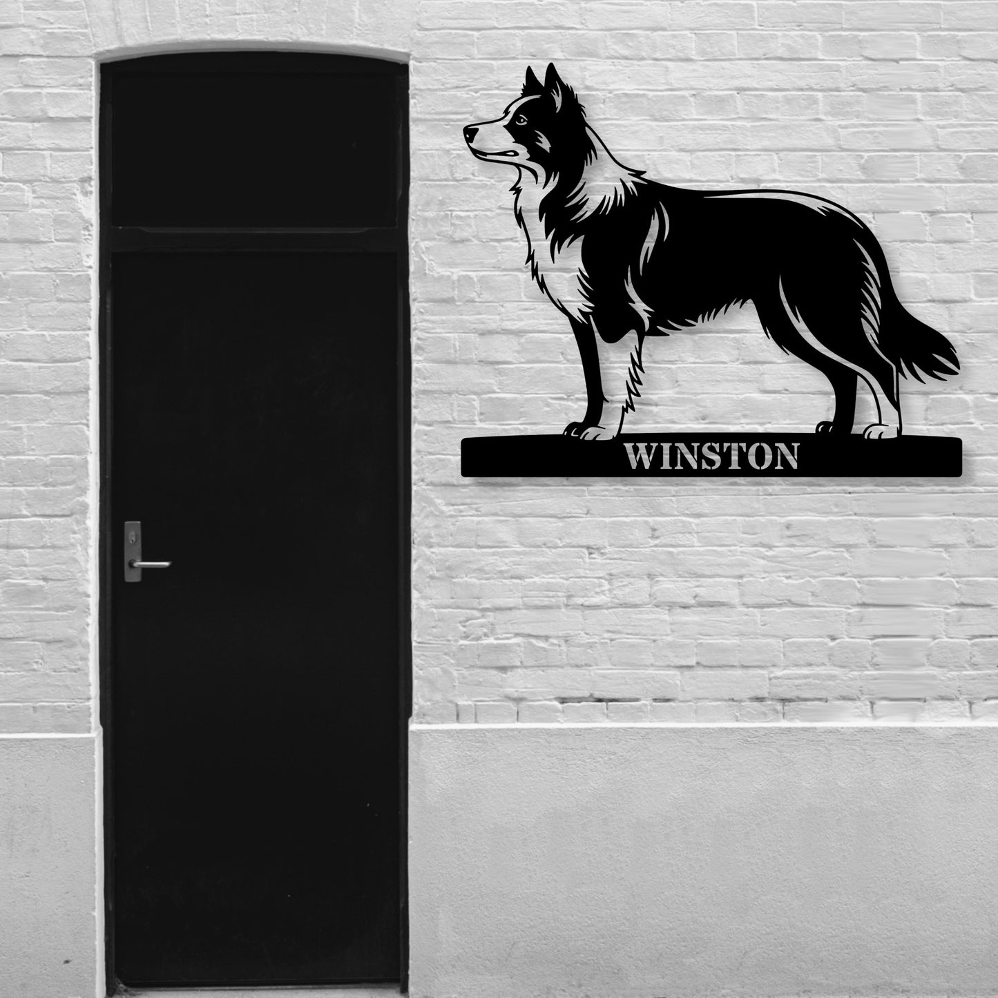 Personalized Border Collie Metal Sign In Black. Custom Dog Owner Wall Decor Gift.....