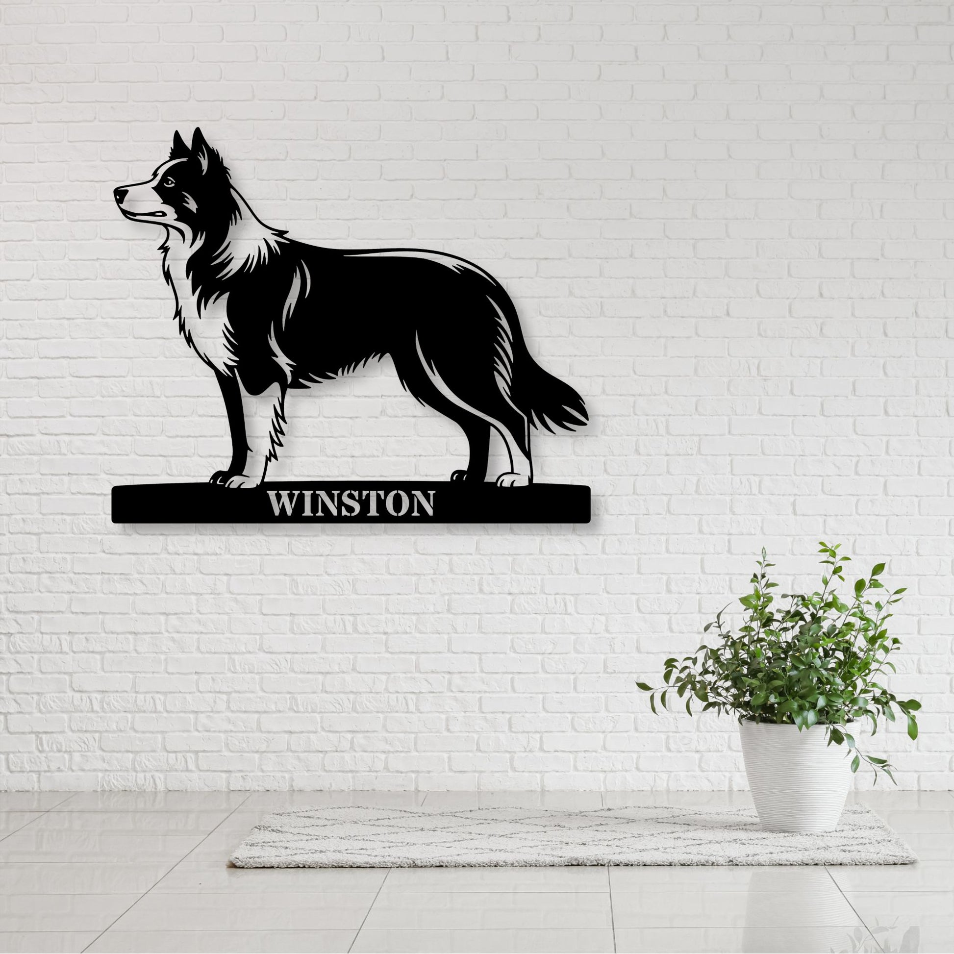 Personalized Border Collie Metal Sign In Black. Custom Dog Owner Wall Decor Gift....