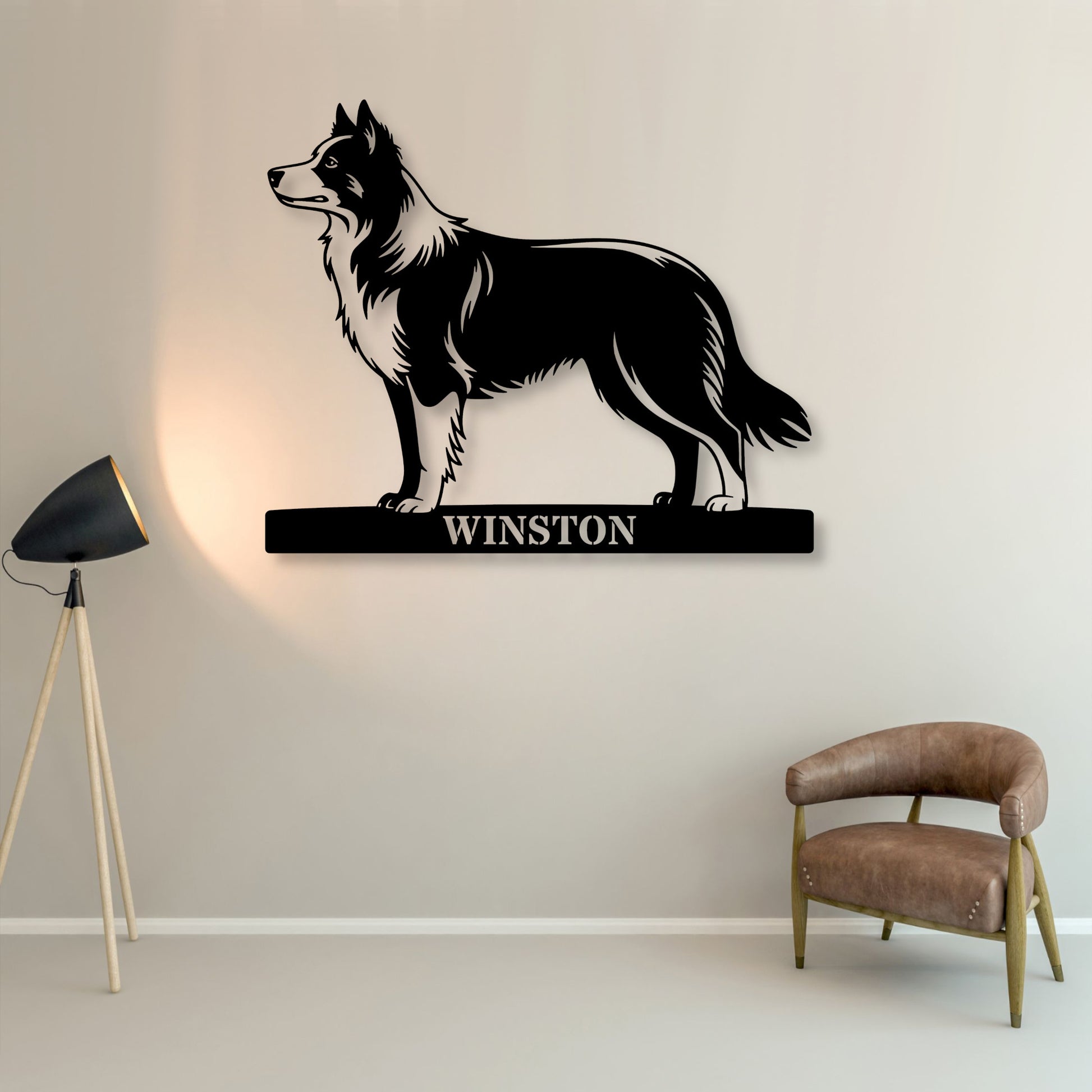 Personalized Border Collie Metal Sign In Black. Custom Dog Owner Wall Decor Gift...