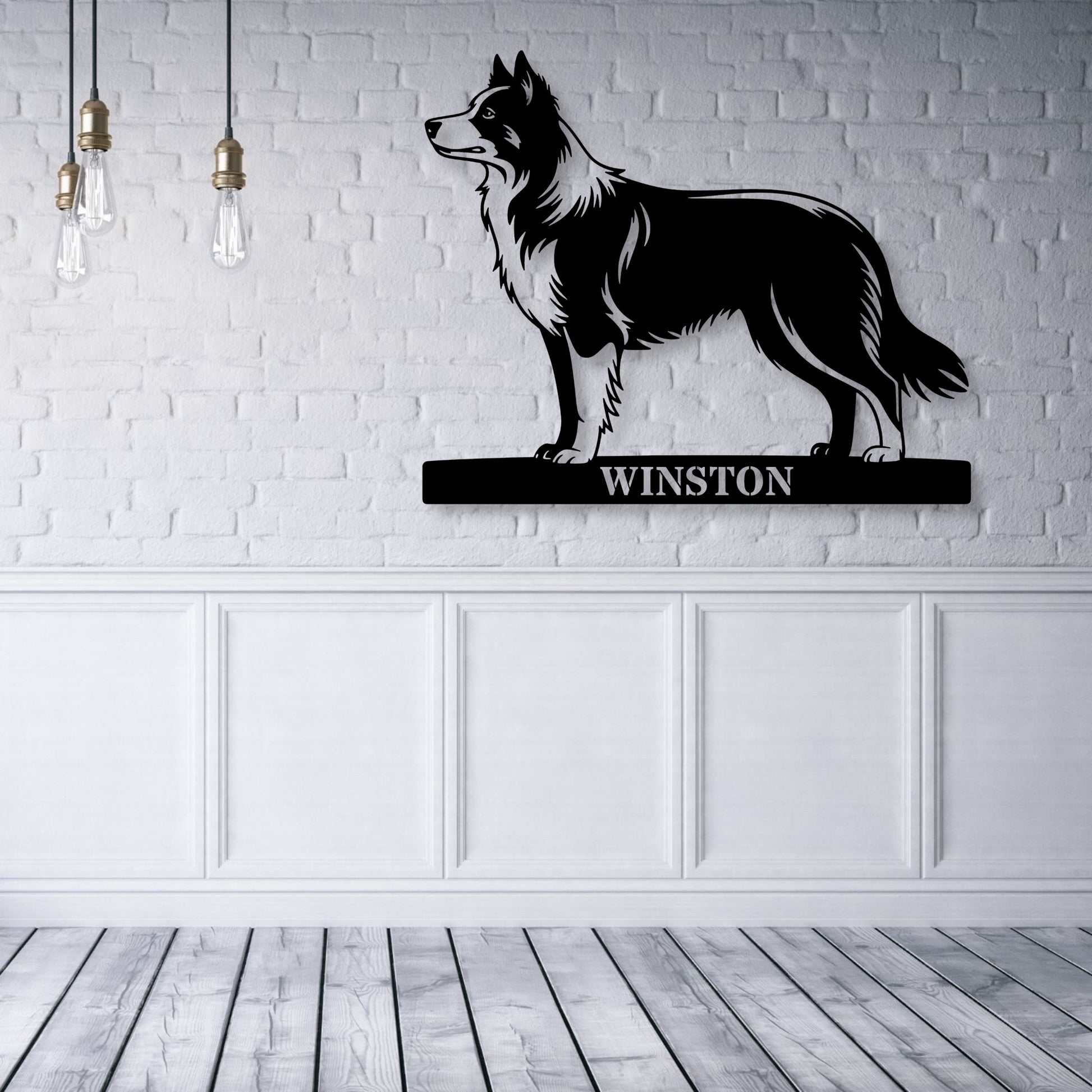 Personalized Border Collie Metal Sign In Black. Custom Dog Owner Wall Decor Gift..