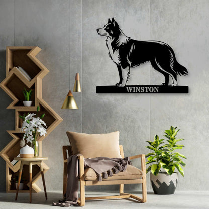 Personalized Border Collie Metal Sign In Black. Custom Dog Owner Wall Decor Gift.