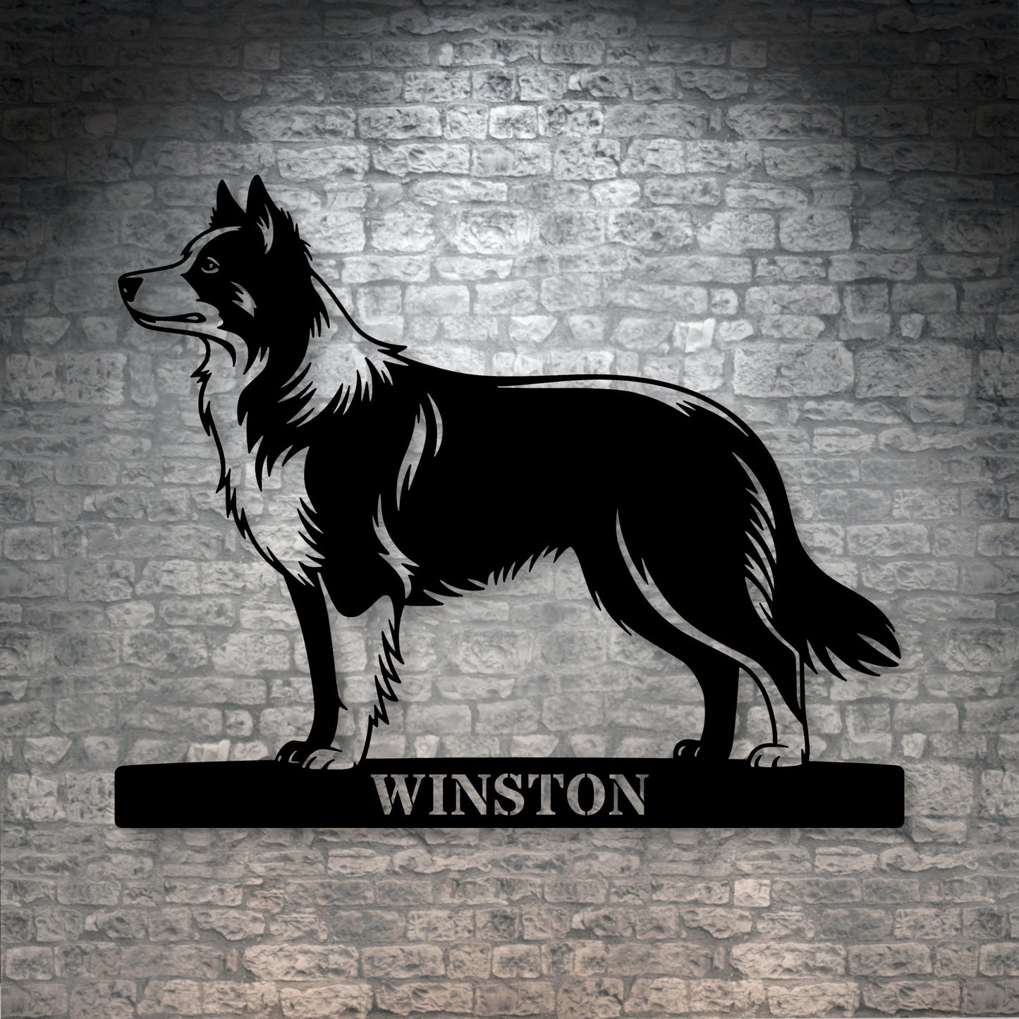 Personalized Border Collie Metal Sign In Black. Custom Dog Owner Wall Decor Gift