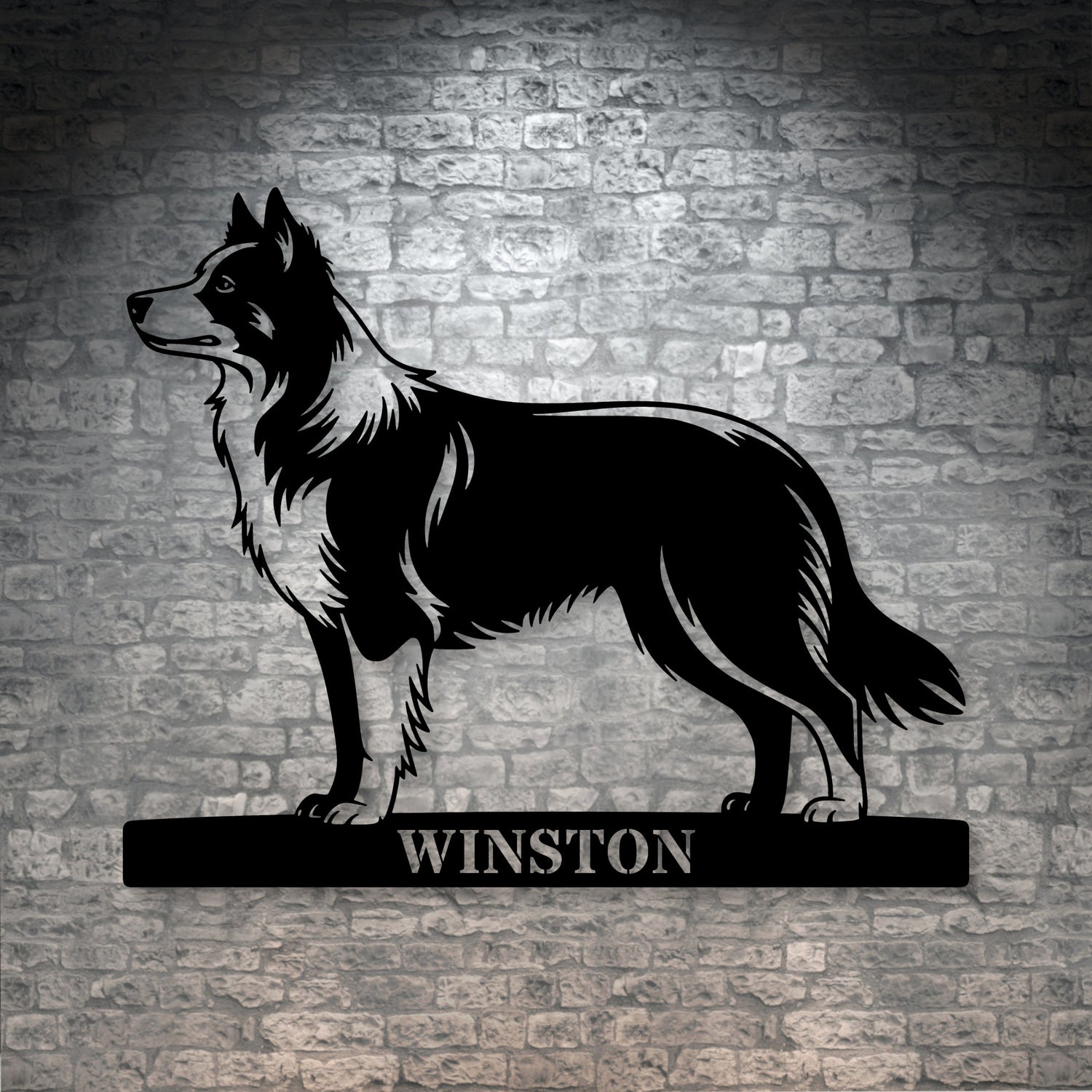 Personalized Border Collie Metal Sign In Black. Custom Dog Owner Wall Decor Gift