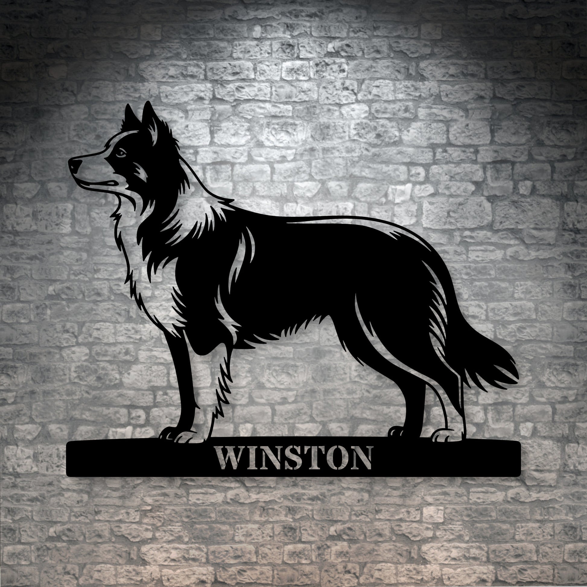 Personalized Border Collie Metal Sign In Black. Custom Dog Owner Wall Decor Gift