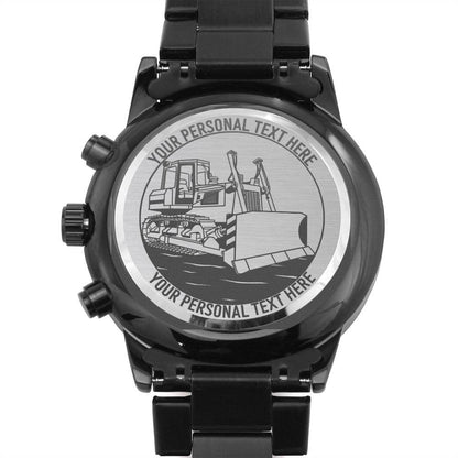 Personalized Bulldozer Operator Metal Watch With Custom Text And LED Gift Box