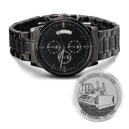 Personalized Bulldozer Operator Metal Watch With Custom Text And LED Gift  Box 2