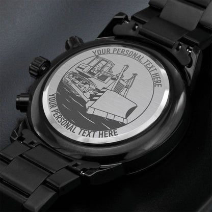 Personalized Bulldozer Operator Metal Watch With Custom Text And LED Gift  Box 3