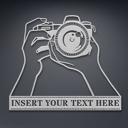 Personalized Camera Name Metal Sign Decor In Silver With Custom Text