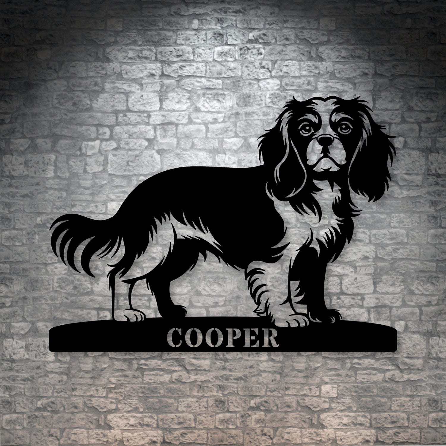 Personalized  Cavalier King Metal Sign In Black. Custom Dog Owner Wall Decor Gift