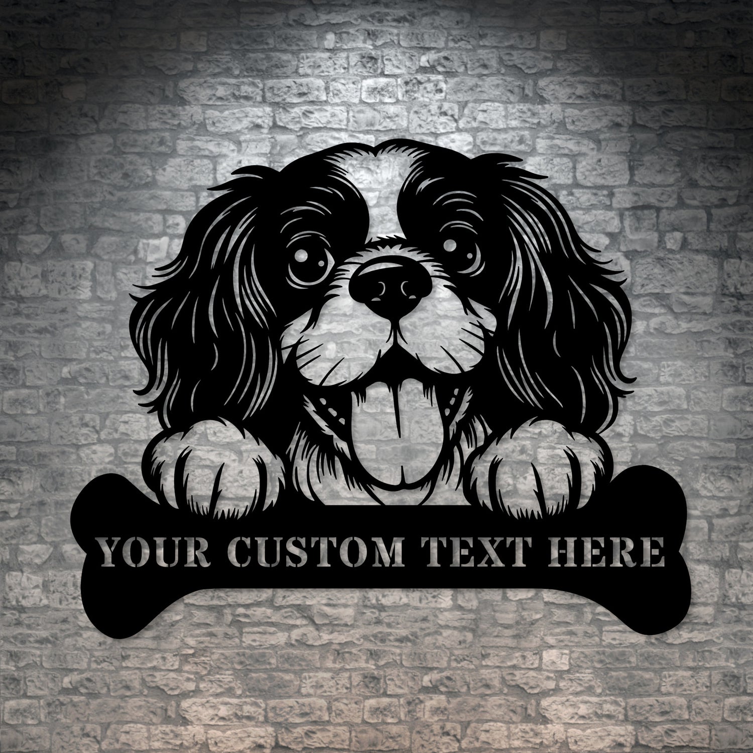 Personalized Cavalier King Metal Sign In Black With Your Custom Text
