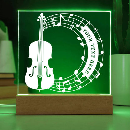 Personalized Cello And Notes Name LED Acrylic Sign In Green With Custom Text