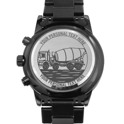 Personalized Cement Truck Driver Metal Wristwatch With Custom Text And LED Gift Box