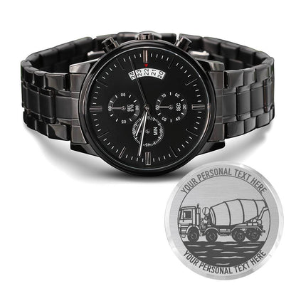 Personalized Cement Truck Driver Metal Wristwatch With Custom Text And LED Gift Box 2