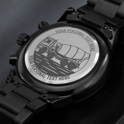 Personalized Cement Truck Driver Metal Wristwatch With Custom Text And LED Gift Box 3