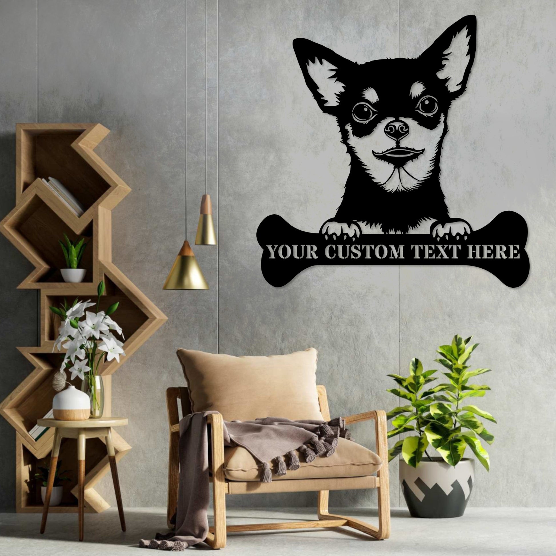Personalized Chihuahua Name Metal Sign In Black. Perfect Gift Idea For Dog Lovers..