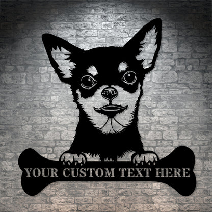 Personalized Chihuahua Name Metal Sign In Black. Perfect Gift Idea For Dog Lovers
