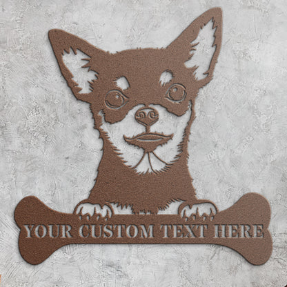Personalized Chihuahua Name Metal Sign In Brown. Perfect Gift Idea For Dog Lovers