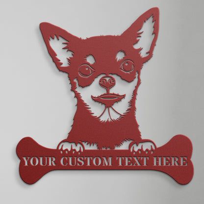 Personalized Chihuahua Name Metal Sign In Red. Perfect Gift Idea For Dog Lovers