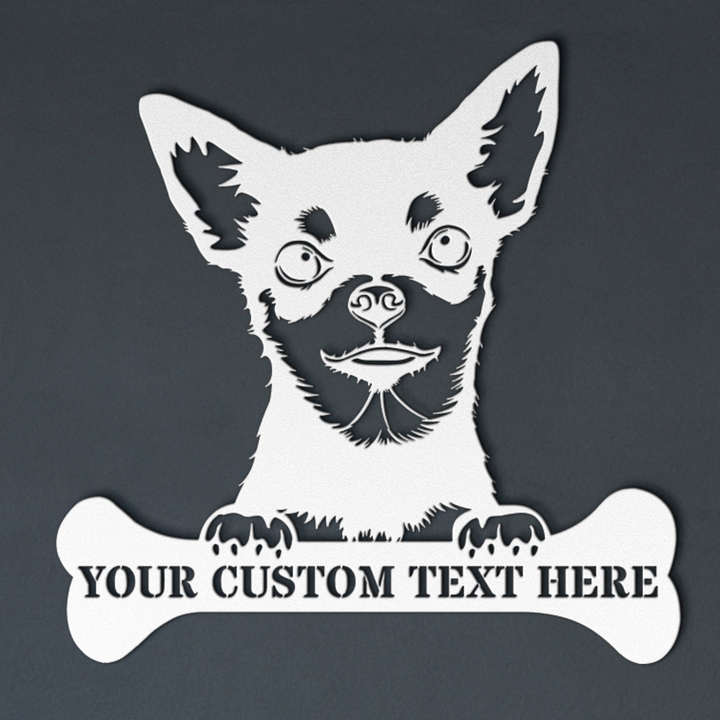 Personalized Chihuahua Name Metal Sign In White. Perfect Gift Idea For Dog Lovers