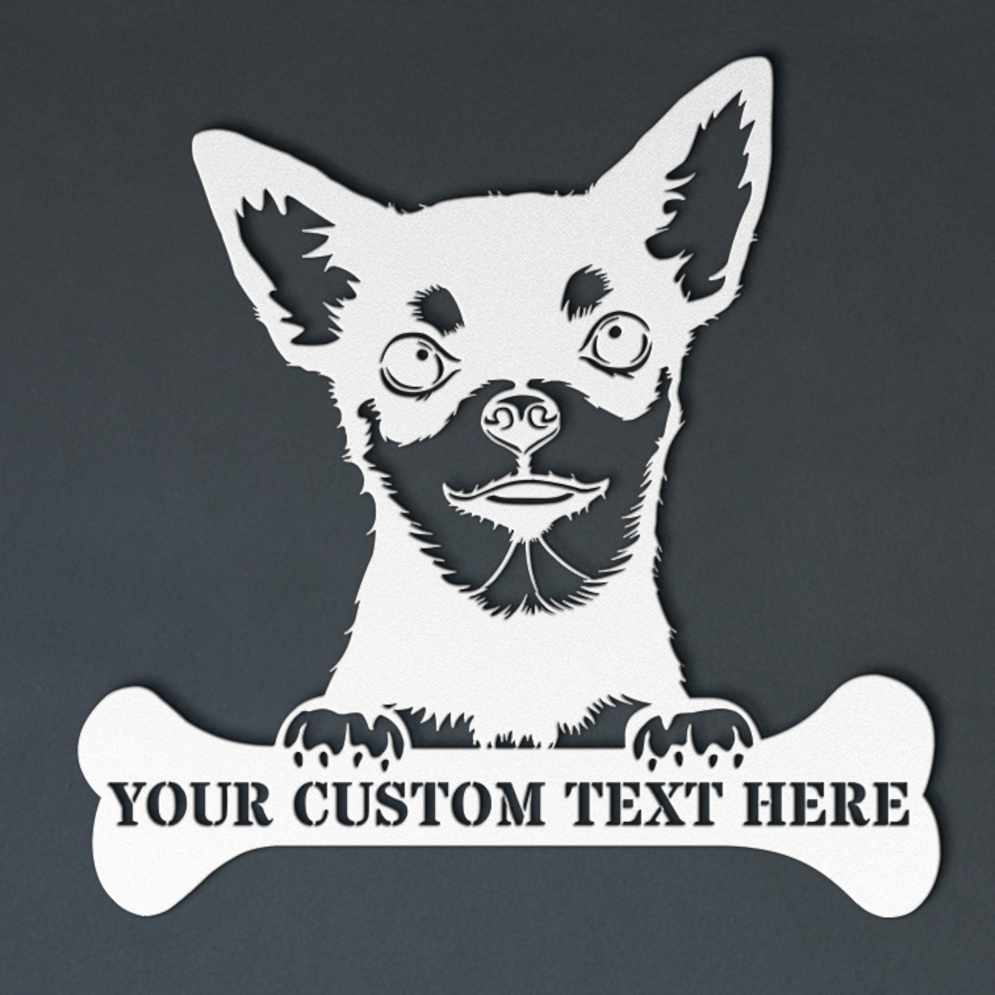 Personalized Chihuahua Name Metal Sign In White. Perfect Gift Idea For Dog Lovers