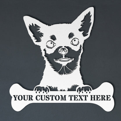 Personalized Chihuahua Name Metal Sign In White. Perfect Gift Idea For Dog Lovers