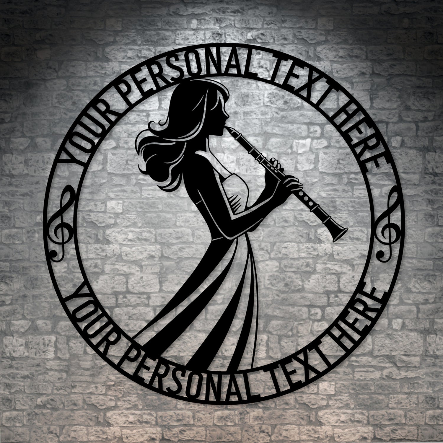 Personalized Clarinet Lover Name Metal Sign Wall Decor In Black With Custom Text