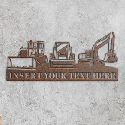 Personalized Construction Machinery Metal Sign Decor In Copper With Custom Text