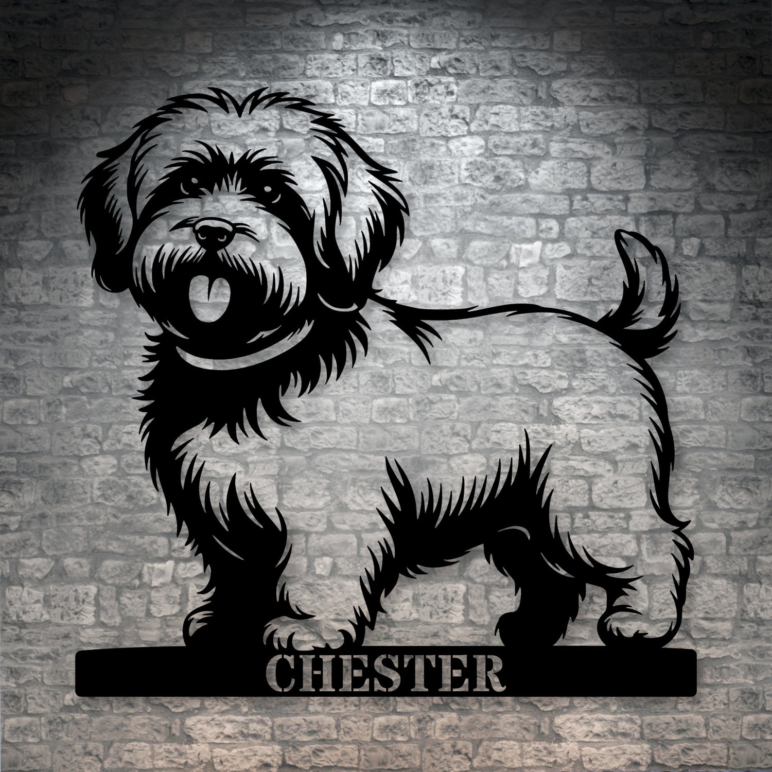 Personalized Coton De Tulear Guard Metal Sign In Black. Custom steel sign wall decor for dog lovers
