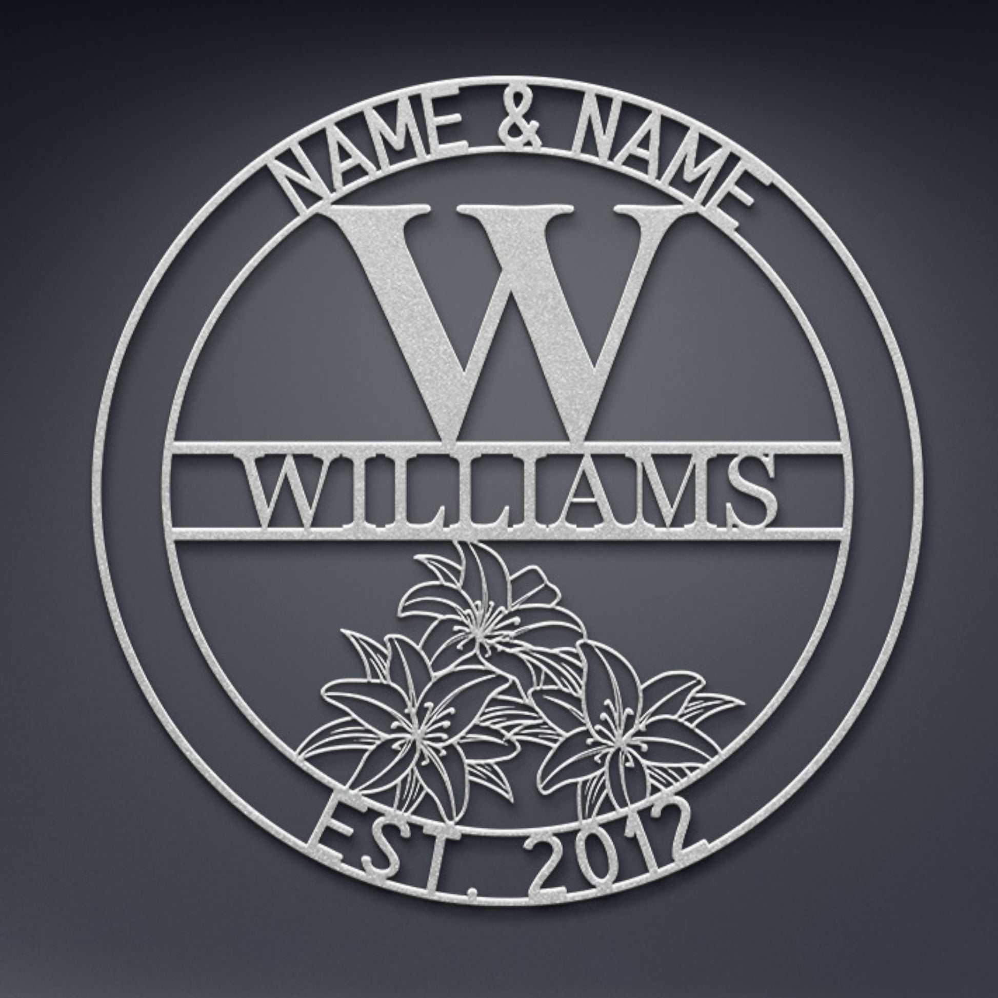 Personalized Couple And Last Name Metal Sign Decor In Silver With Custom Text