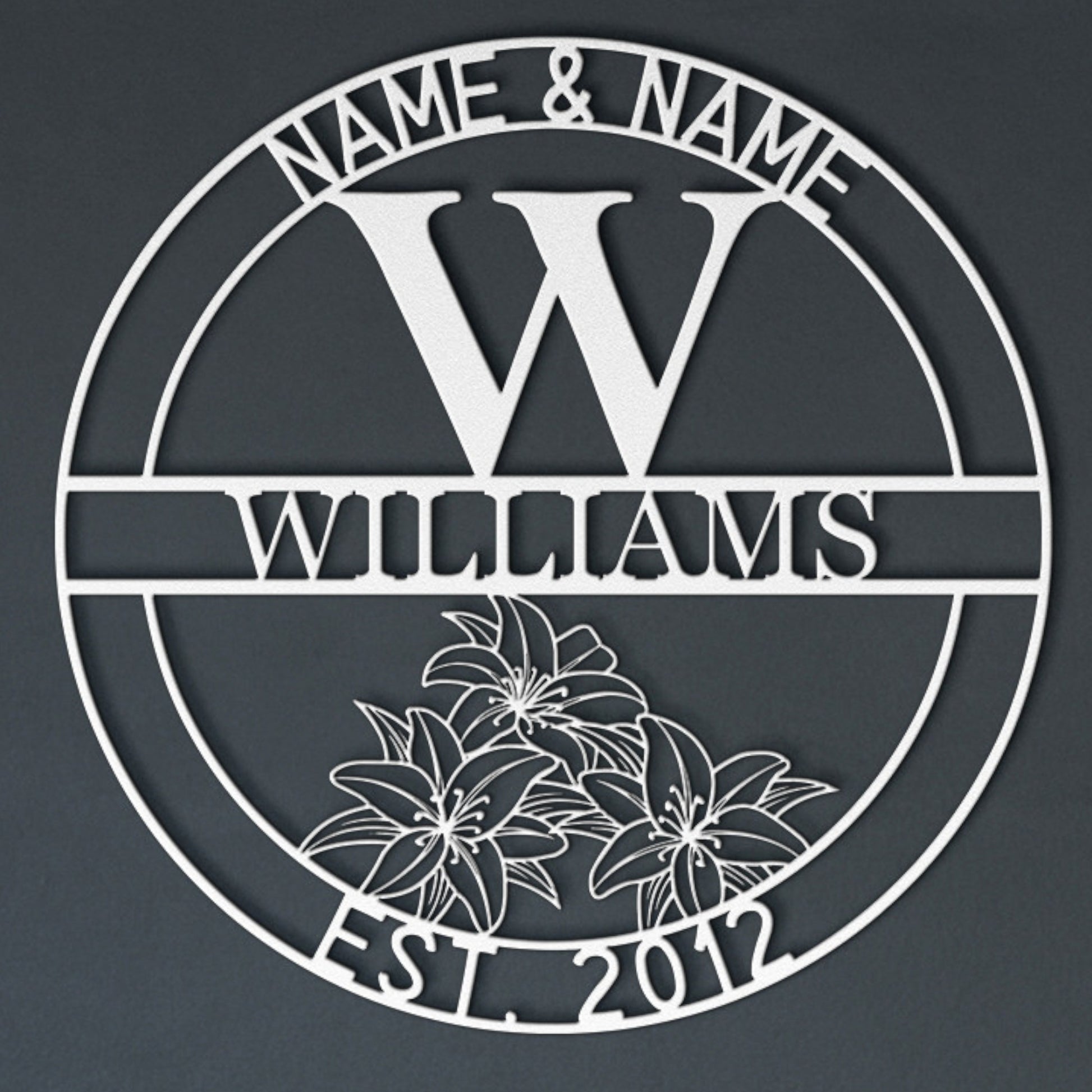 Personalized Couple And Last Name Metal Sign Decor In White With Custom Text