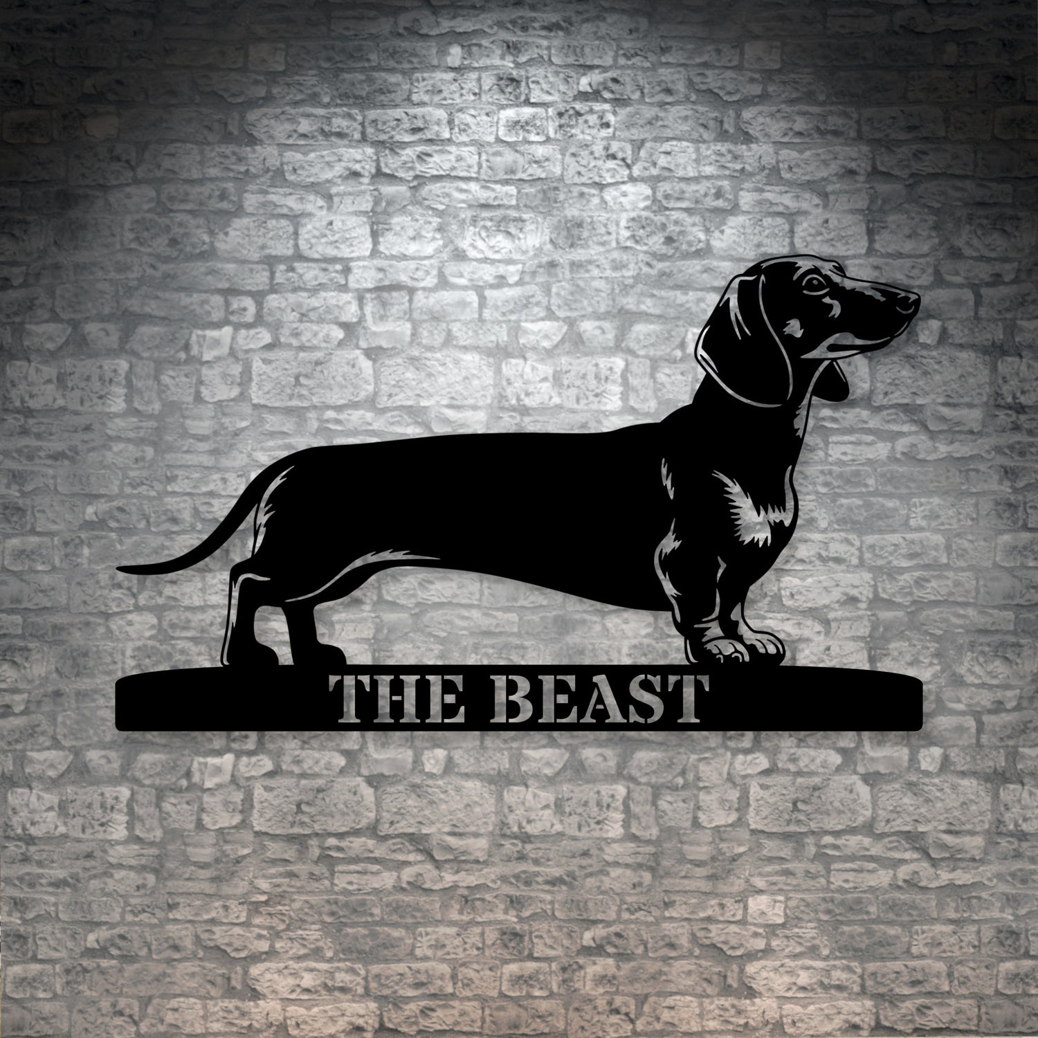 Personalized Dachshund Metal Sign In Black. Custom Dog Owner Wall Decor Gift