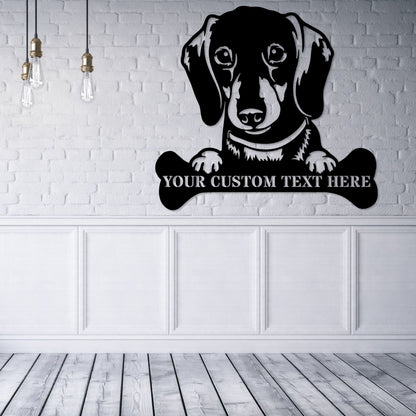 Personalized Dachshund Name Metal Sign In Black. Custom Gift Idea For Dog Lover..