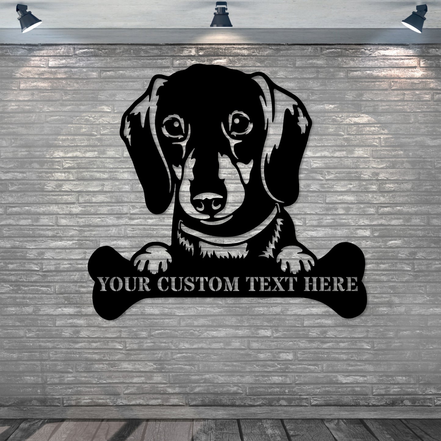 Personalized Dachshund Name Metal Sign In Black. Custom Gift Idea For Dog Lover.