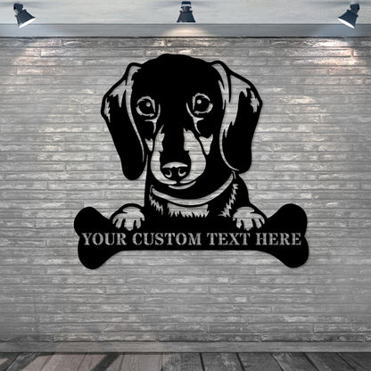 Personalized Dachshund Name Metal Sign In Black. Custom Gift Idea For Dog Lover.