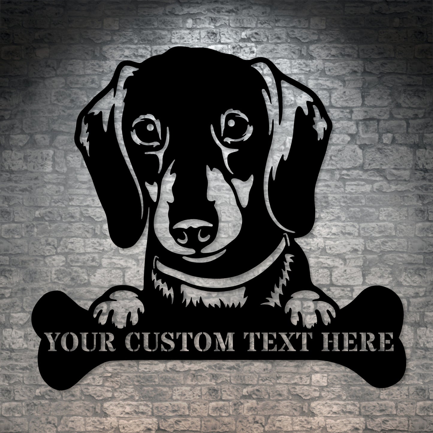 Personalized Dachshund Name Metal Sign In Black. Custom Gift Idea For Dog Lover