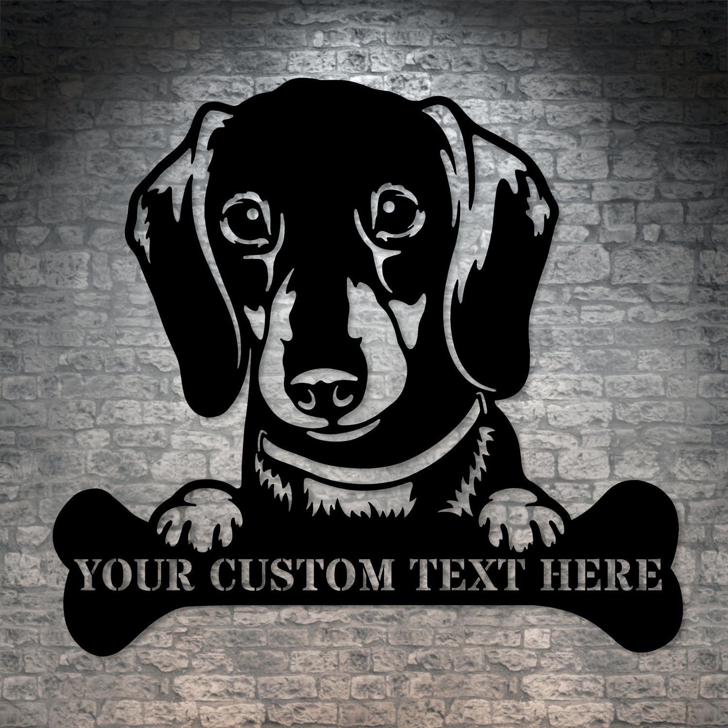 Personalized Dachshund Name Metal Sign In Black. Custom Gift Idea For Dog Lover
