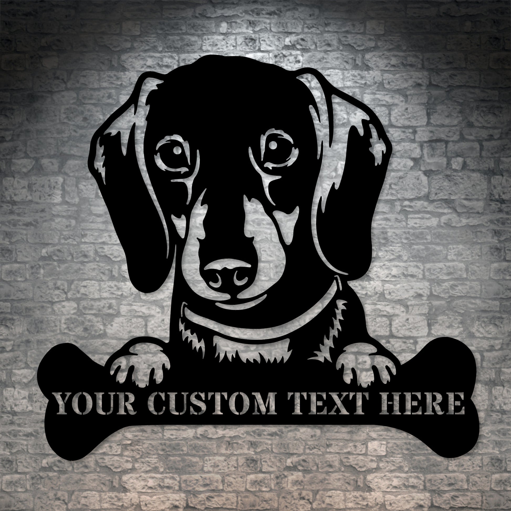 Personalized Dachshund Name Metal Sign In Black. Custom Gift Idea For Dog Lover