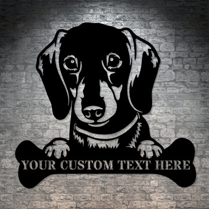 Personalized Dachshund Name Metal Sign In Black. Custom Gift Idea For Dog Lover