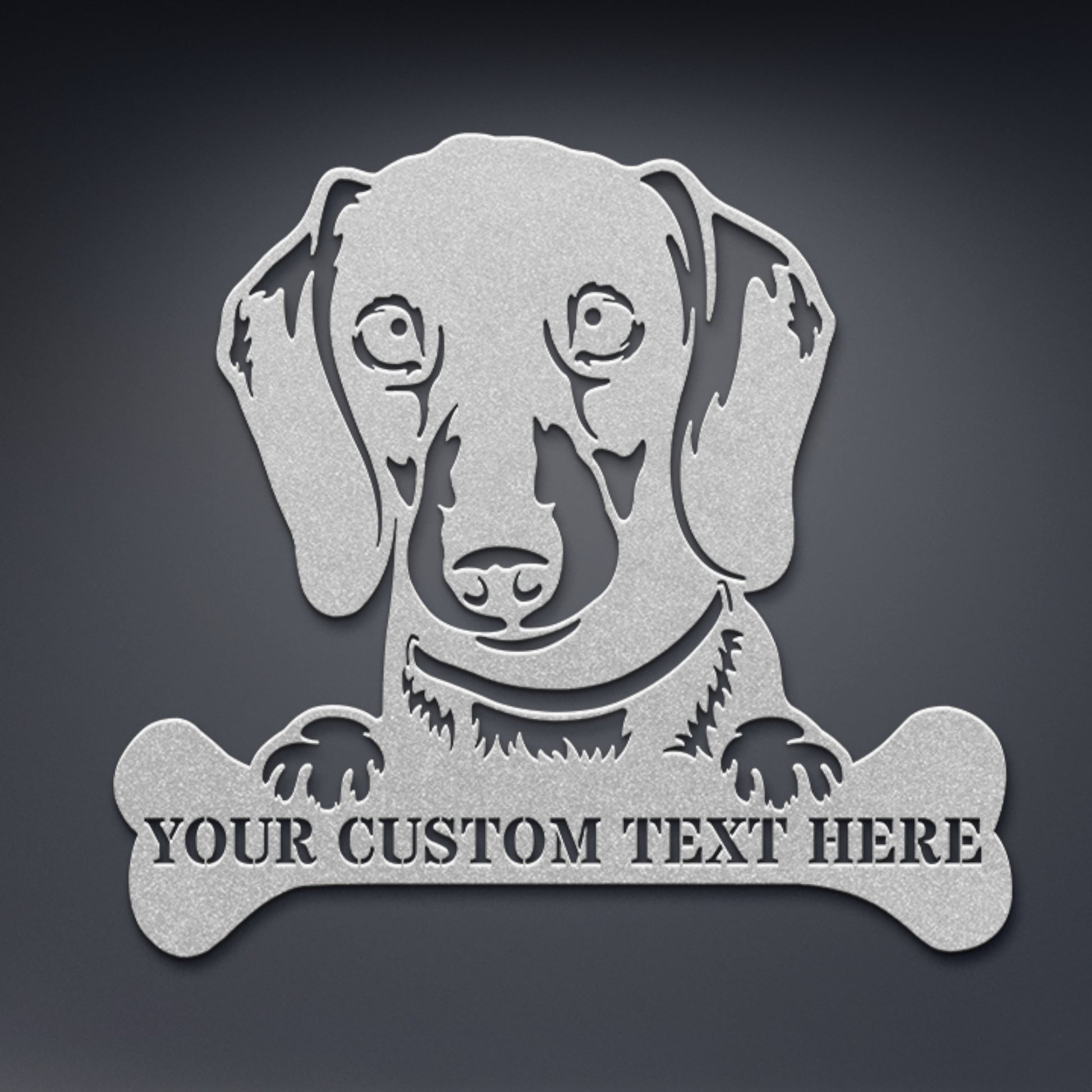 Personalized Dachshund Name Metal Sign In Silver. Custom Gift Idea For Dog Lover