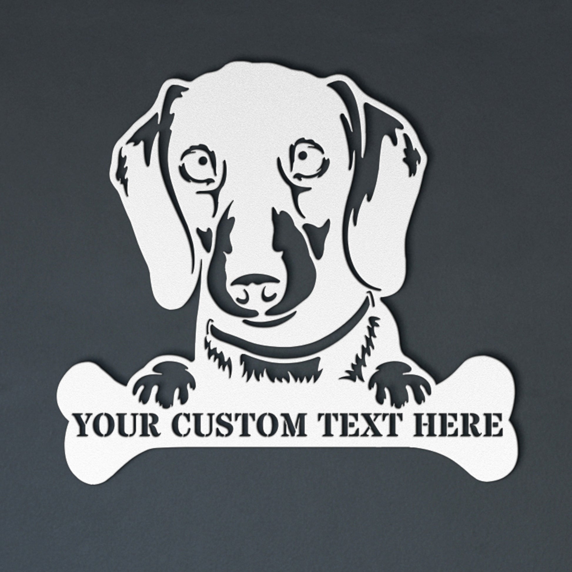 Personalized Dachshund Name Metal Sign In White. Custom Gift Idea For Dog Lover