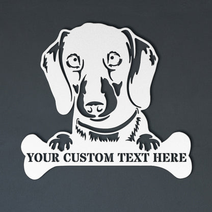 Personalized Dachshund Name Metal Sign In White. Custom Gift Idea For Dog Lover