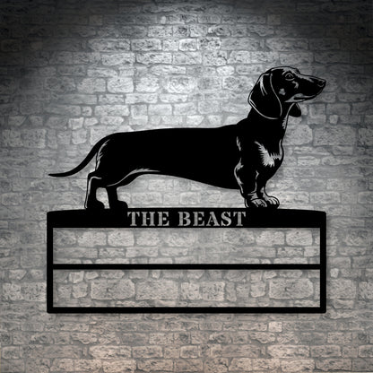 Personalized Dachshund Rosette Display Metal Sign. Custom Dog Champion Wall Decor Gift1