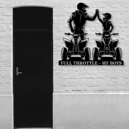 Personalized Dad And Son ATV Metal Sign In Black....