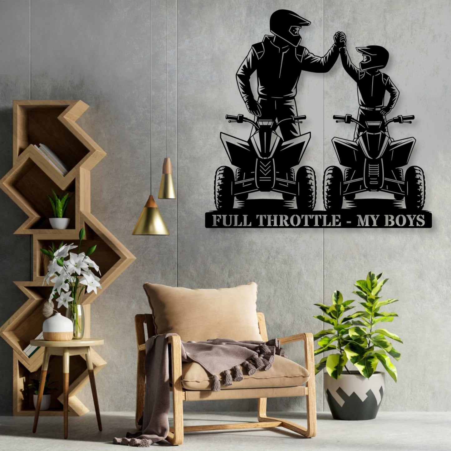 Personalized Dad And Son ATV Metal Sign In Black...