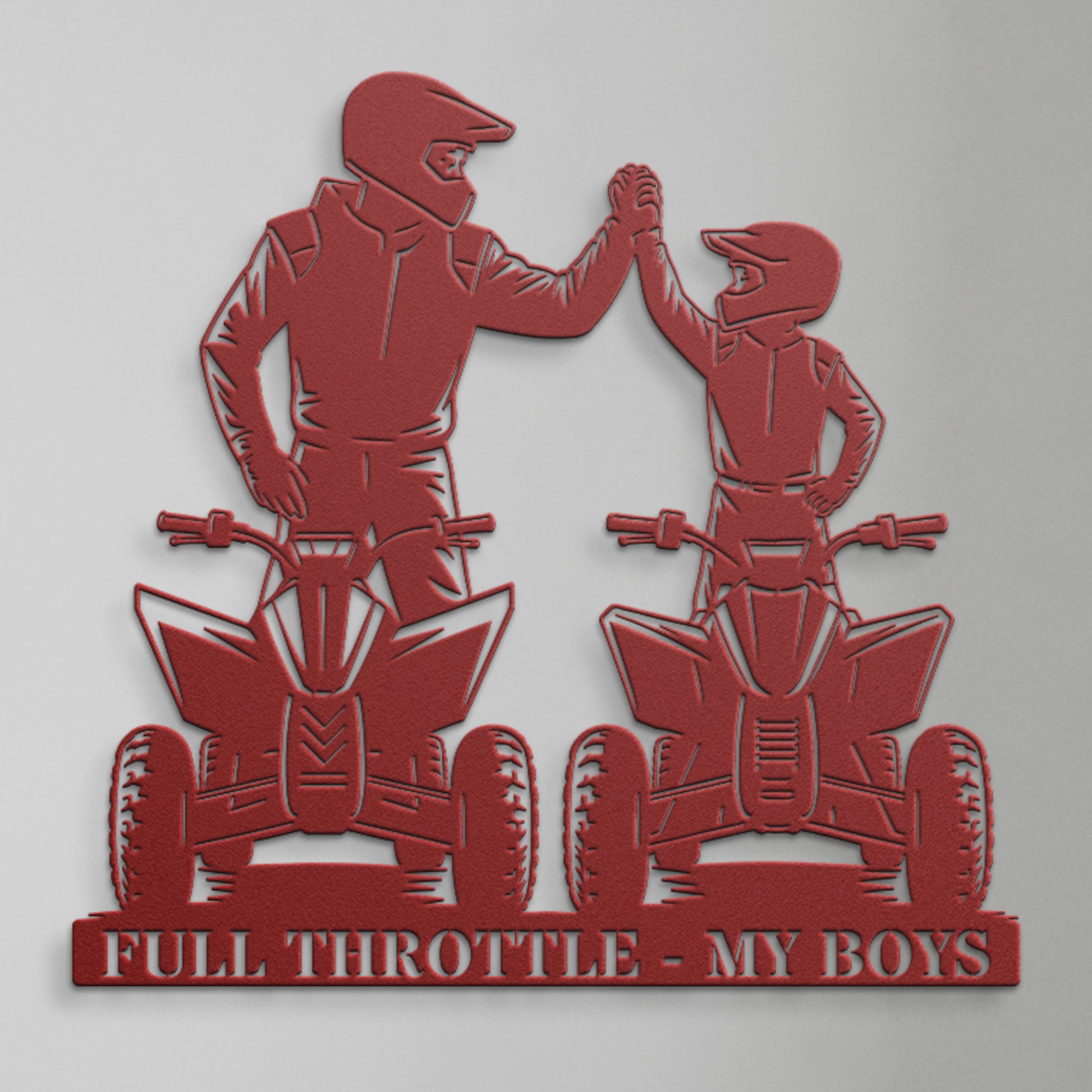 Personalized Dad And Son ATV Metal Sign In Red