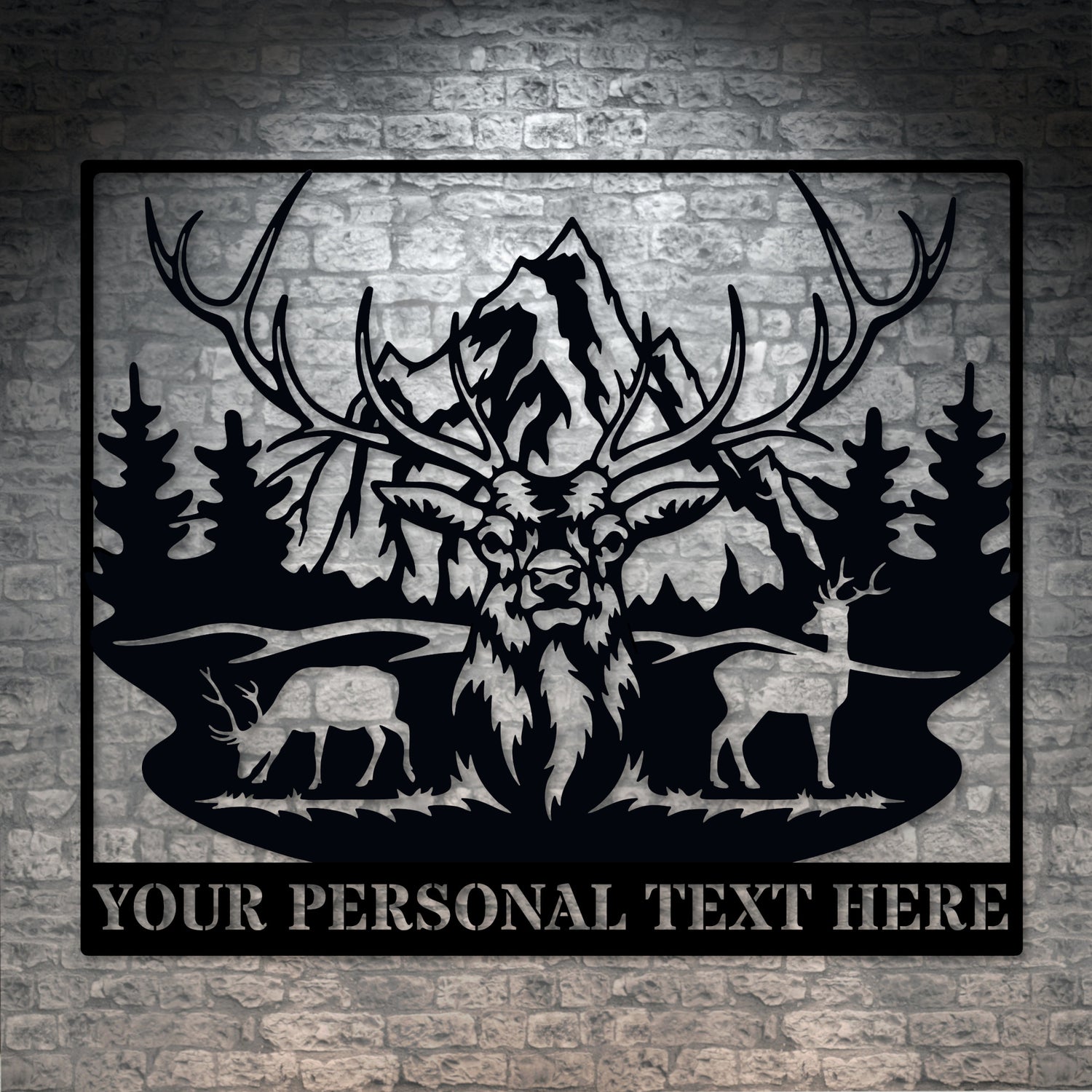 Personalized Deer Herd Name Metal Sign Gift In Black With Custom Text