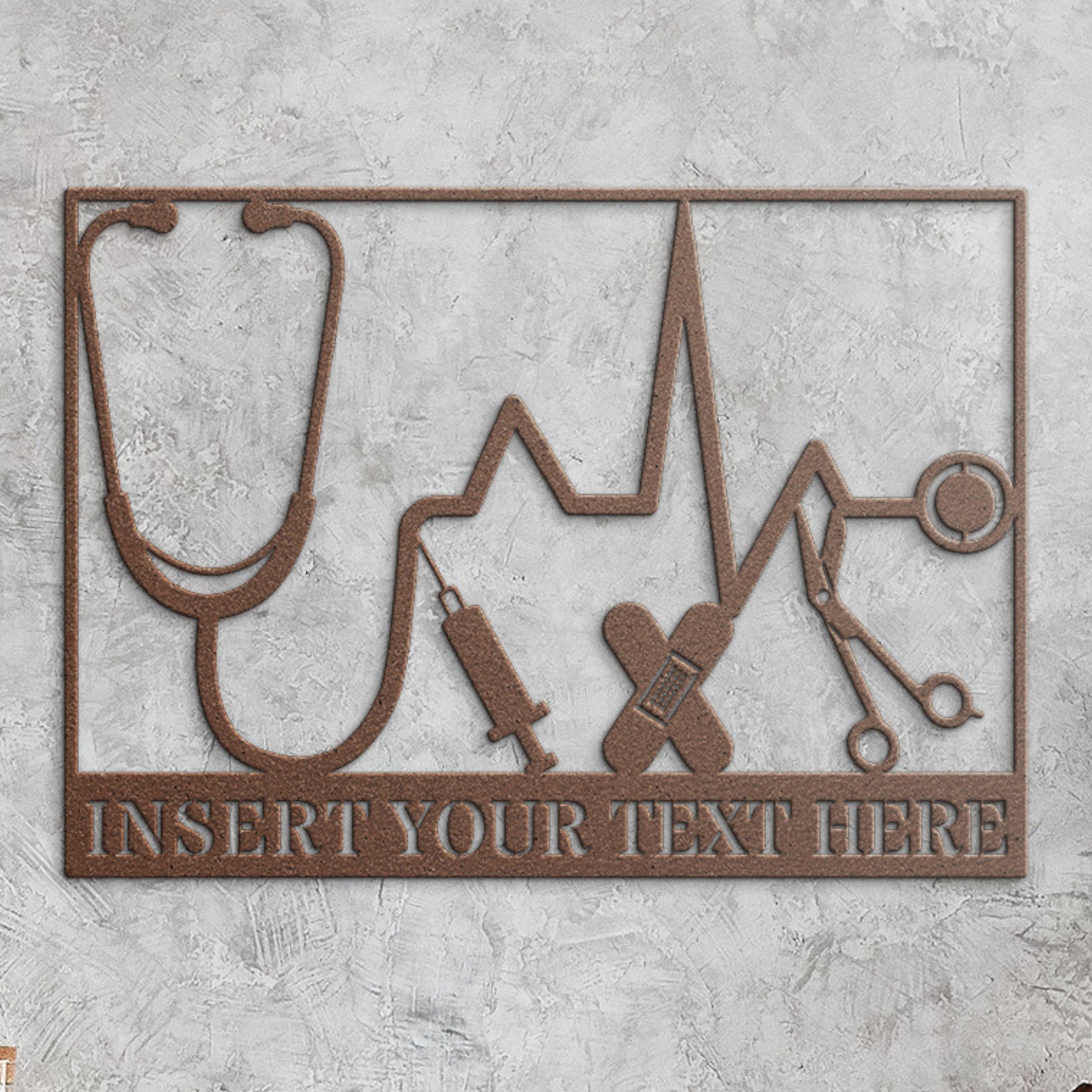 Personalized Doctor Name Metal Sign Decor In Copper With Custom Text